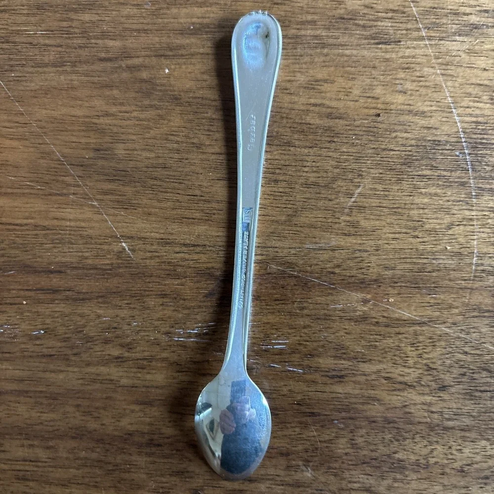 Vintage GERBER Baby Spoon Winthrop Silver Plate Long Handled Baby Face Spoon New